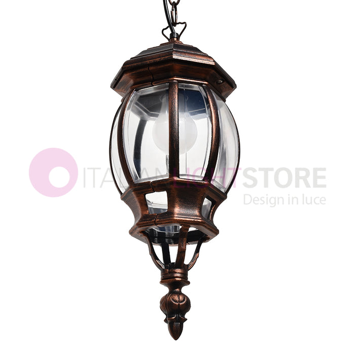 ENEA Lanterna a Sospensione in Alluminio Lampada per Esterno Classica NERO-RAME
