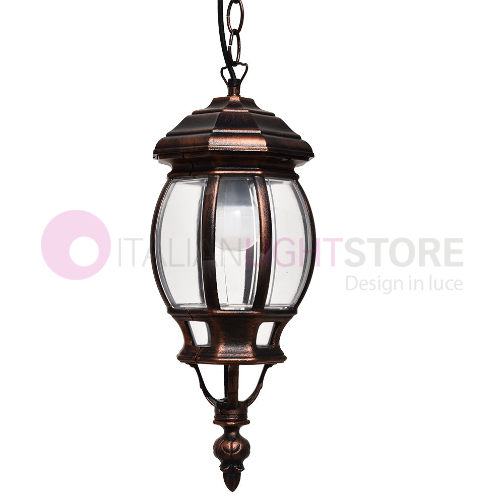 ENEA Lanterna a Sospensione in Alluminio Lampada per Esterno Classica NERO-RAME