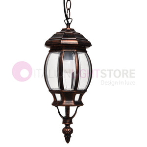 ENEA Lanterna a Sospensione in Alluminio Lampada per Esterno Classica NERO-RAME