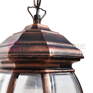 ENEA Lanterna a Sospensione in Alluminio Lampada per Esterno Classica NERO-RAME