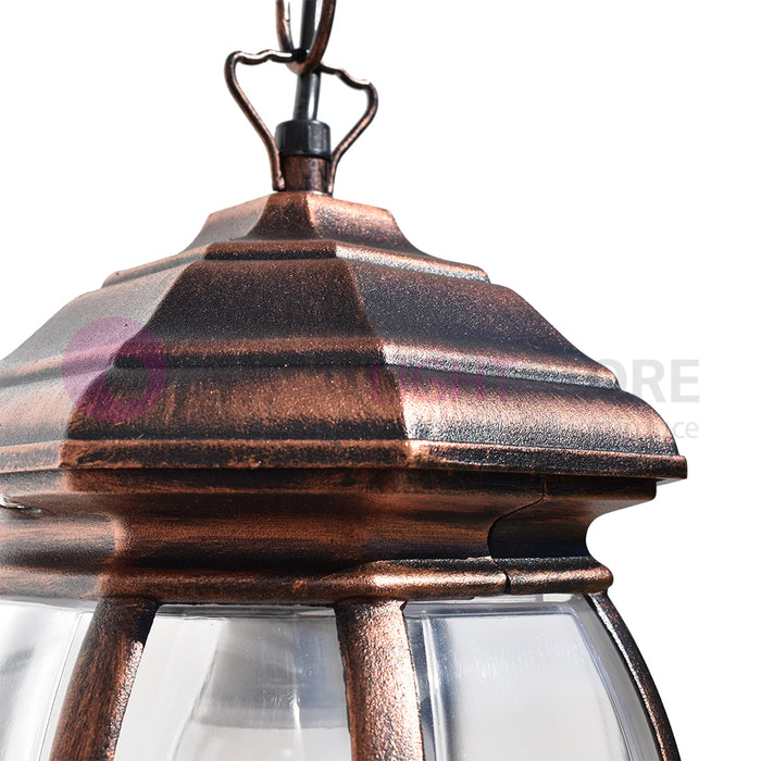 ENEA Lanterna a Sospensione in Alluminio Lampada per Esterno Classica NERO-RAME