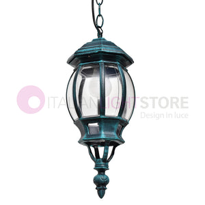 ENEA Lanterna a Sospensione in Alluminio Lampada per Esterno Classica NERO-VERDE