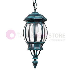 ENEA Lanterna a Sospensione in Alluminio Lampada per Esterno Classica NERO-VERDE