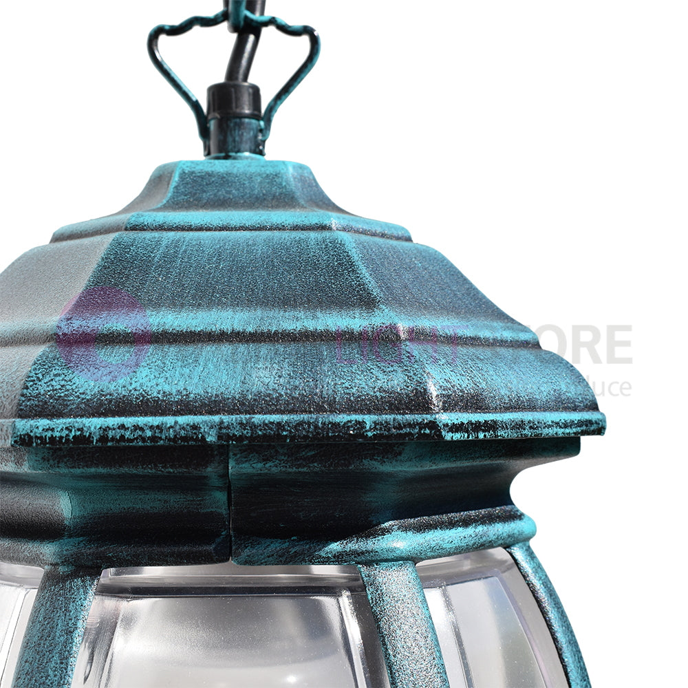 ENEA Lanterna a Sospensione in Alluminio Lampada per Esterno Classica NERO-VERDE