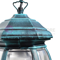 ENEA Lanterna a Sospensione in Alluminio Lampada per Esterno Classica NERO-VERDE