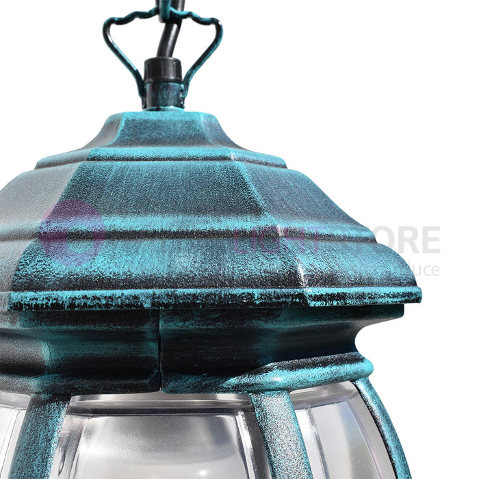 ENEA Lanterna a Sospensione in Alluminio Lampada per Esterno Classica NERO-VERDE