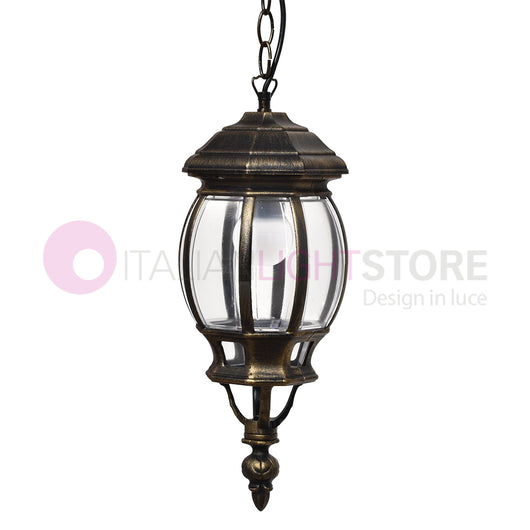 ENEA Lanterna a Sospensione in Alluminio Lampada per Esterno Classica NERO-ORO