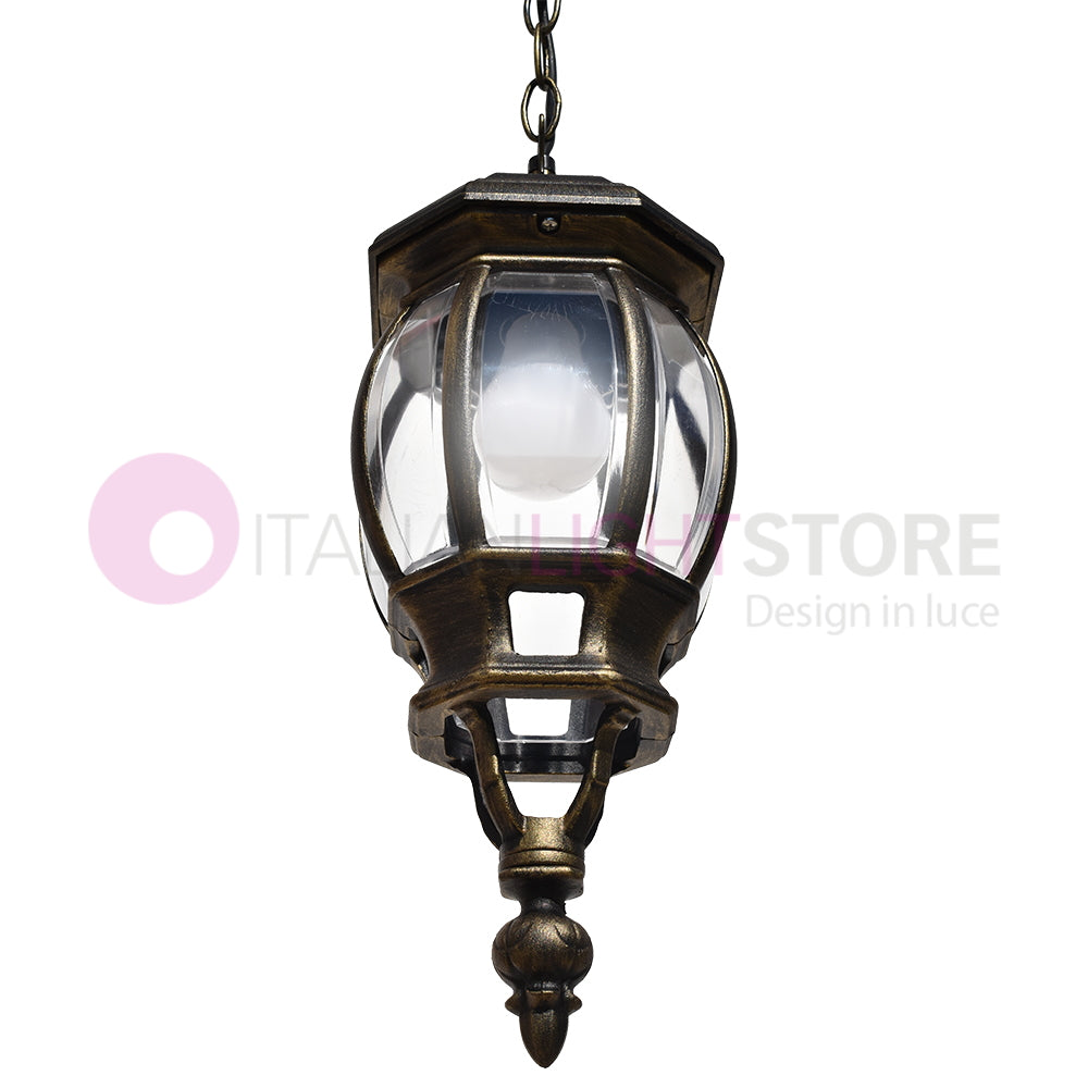 ENEA Lanterna a Sospensione in Alluminio Lampada per Esterno Classica NERO-ORO
