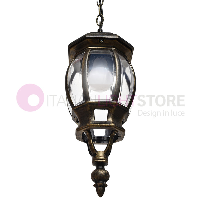ENEA Lanterna a Sospensione in Alluminio Lampada per Esterno Classica NERO-ORO