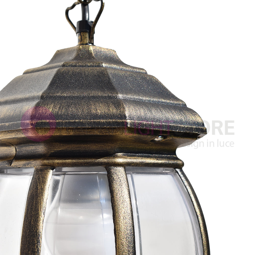 ENEA Lanterna a Sospensione in Alluminio Lampada per Esterno Classica NERO-ORO