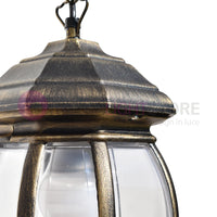 ENEA Lanterna a Sospensione in Alluminio Lampada per Esterno Classica NERO-ORO