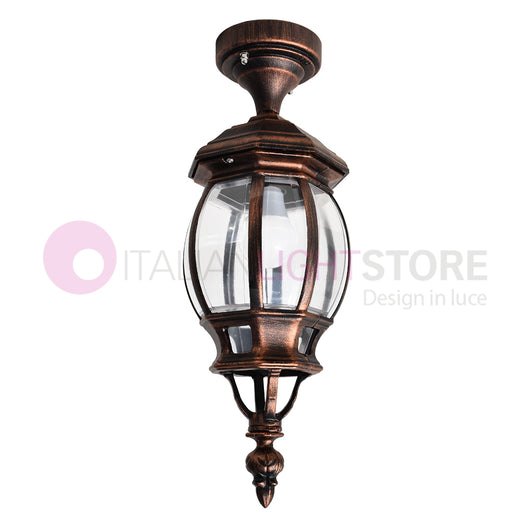 ENEA Plafoniera a Soffitto in Alluminio Lampada per Esterno Classica NERO-RAME