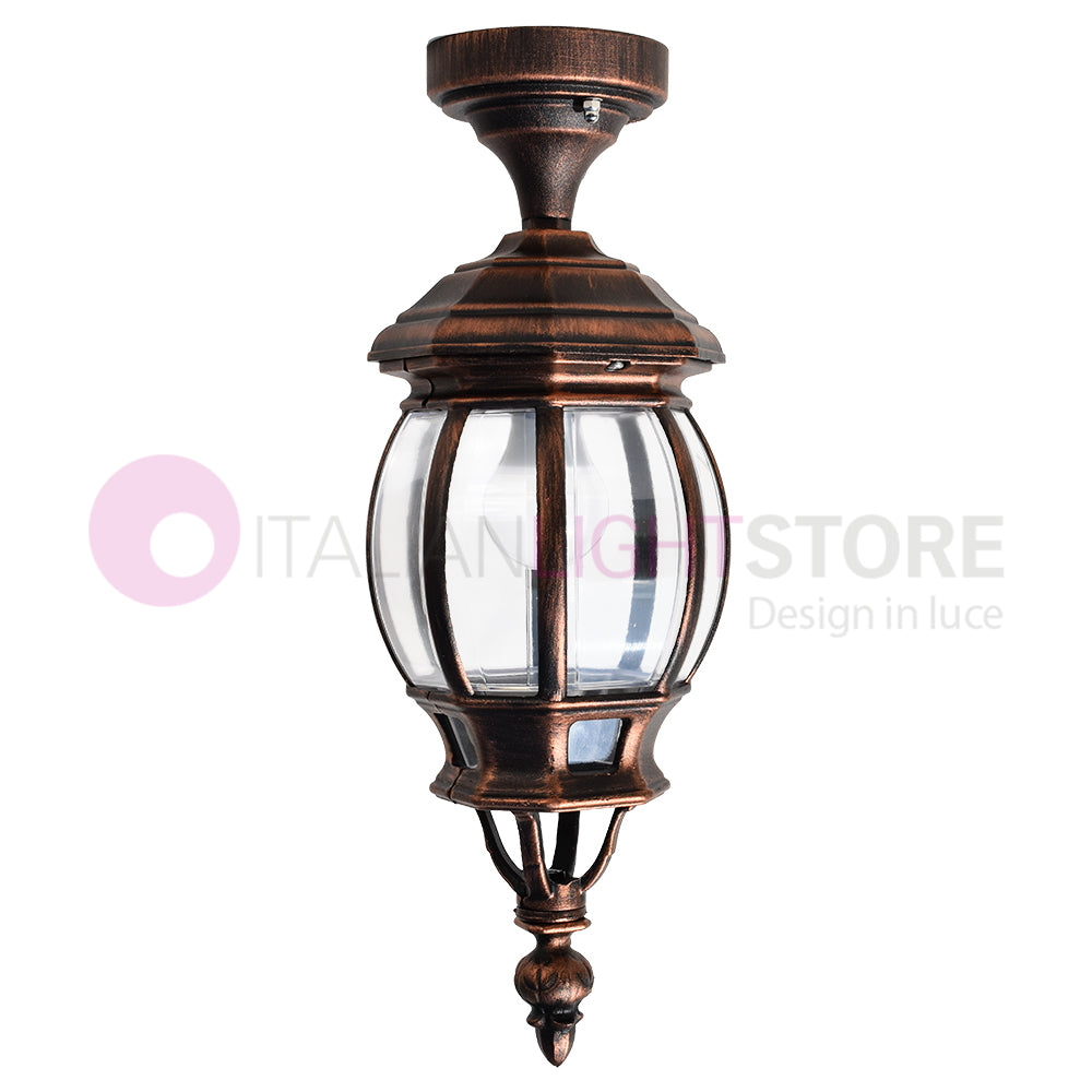 ENEA Plafoniera a Soffitto in Alluminio Lampada per Esterno Classica NERO-RAME