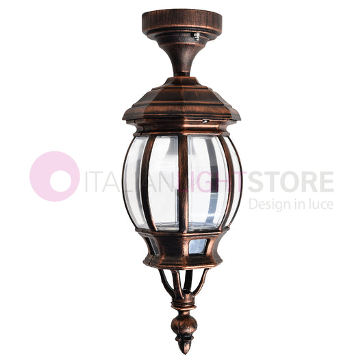 ENEA Plafoniera a Soffitto in Alluminio Lampada per Esterno Classica NERO-RAME