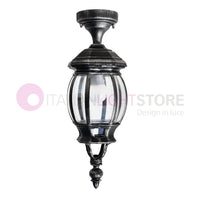 ENEA Plafoniera a Soffitto in Alluminio Lampada per Esterno Classica NERO-ARGENTO