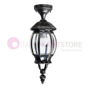 ENEA Plafoniera a Soffitto in Alluminio Lampada per Esterno Classica NERO-ARGENTO