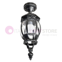 ENEA Plafoniera a Soffitto in Alluminio Lampada per Esterno Classica NERO-ARGENTO