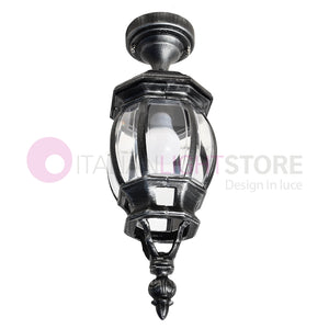 ENEA Plafoniera a Soffitto in Alluminio Lampada per Esterno Classica NERO-ARGENTO