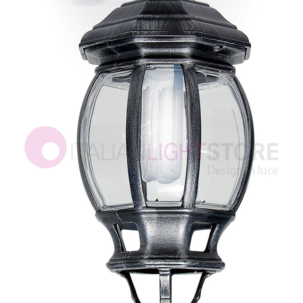 ENEA Plafoniera a Soffitto in Alluminio Lampada per Esterno Classica NERO-ARGENTO