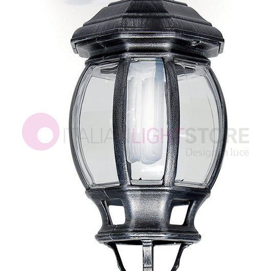 ENEA Plafoniera a Soffitto in Alluminio Lampada per Esterno Classica NERO-ARGENTO