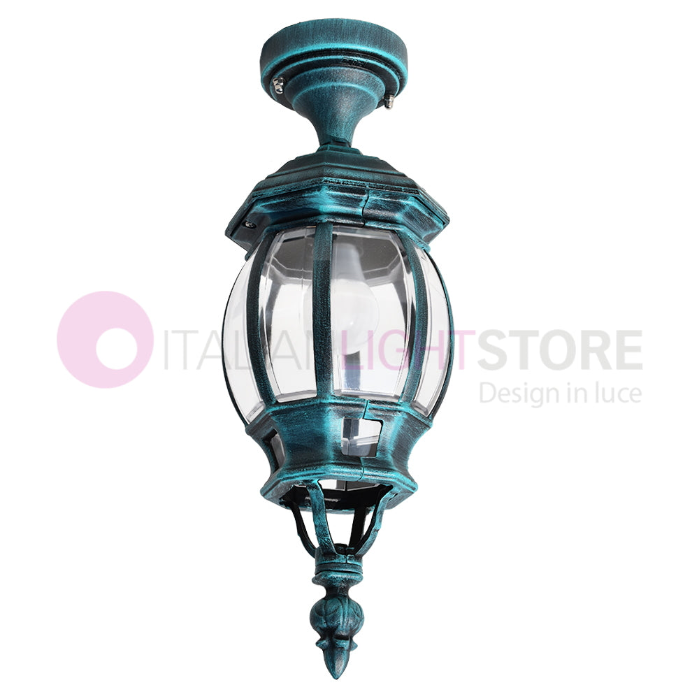 ENEA Plafoniera a Soffitto in Alluminio Lampada per Esterno Classica NERO-VERDE