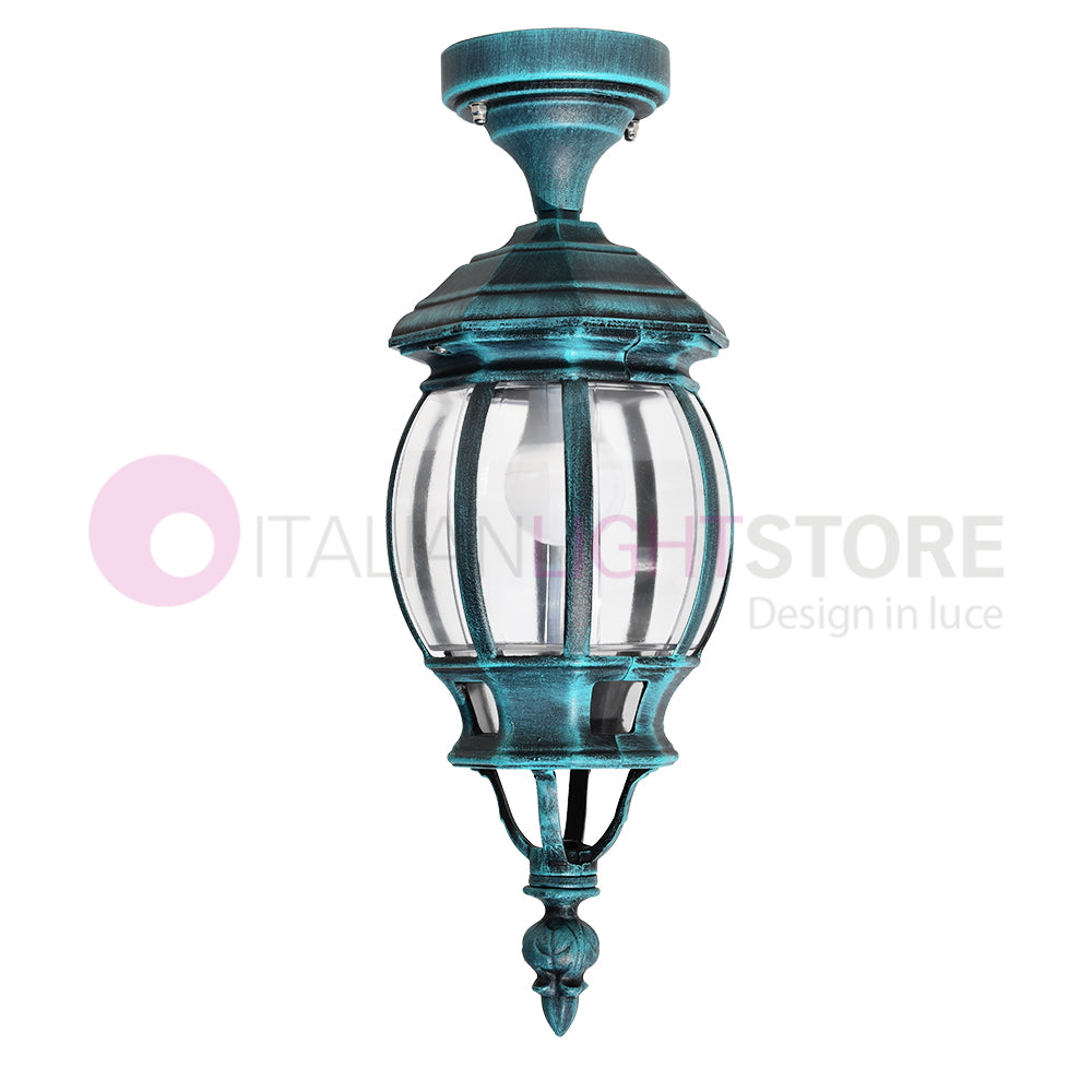 ENEA Plafoniera a Soffitto in Alluminio Lampada per Esterno Classica NERO-VERDE