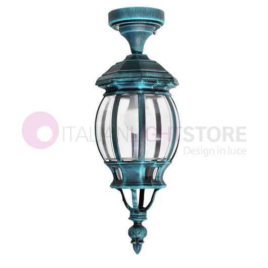ENEA Plafoniera a Soffitto in Alluminio Lampada per Esterno Classica NERO-VERDE