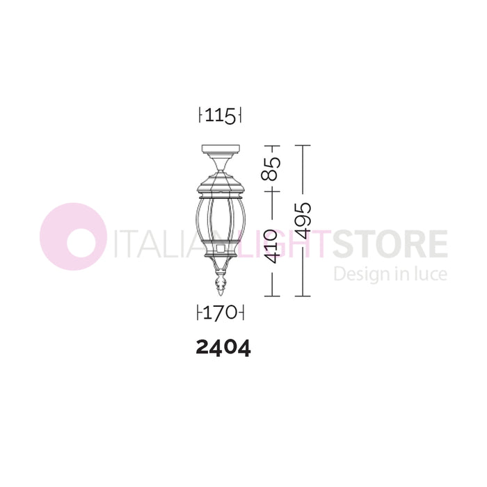 ENEA Plafoniera a Soffitto in Alluminio Lampada per Esterno Classica NERO-VERDE