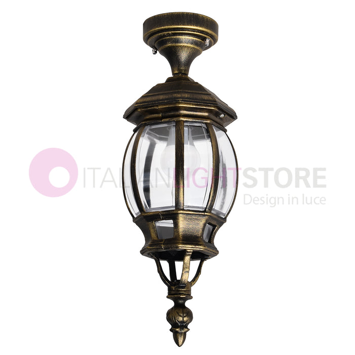 ENEA Plafoniera a Soffitto in Alluminio Lampada per Esterno Classica NERO-ORO