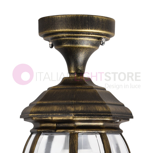 ENEA Plafoniera a Soffitto in Alluminio Lampada per Esterno Classica NERO-ORO