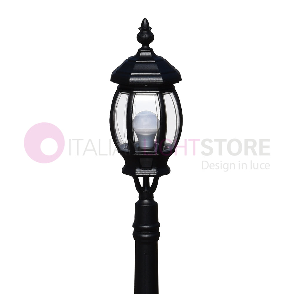 ENEA Lampione a 1 luce h.119 in Alluminio per Esterno Vialetto Giardino NERO