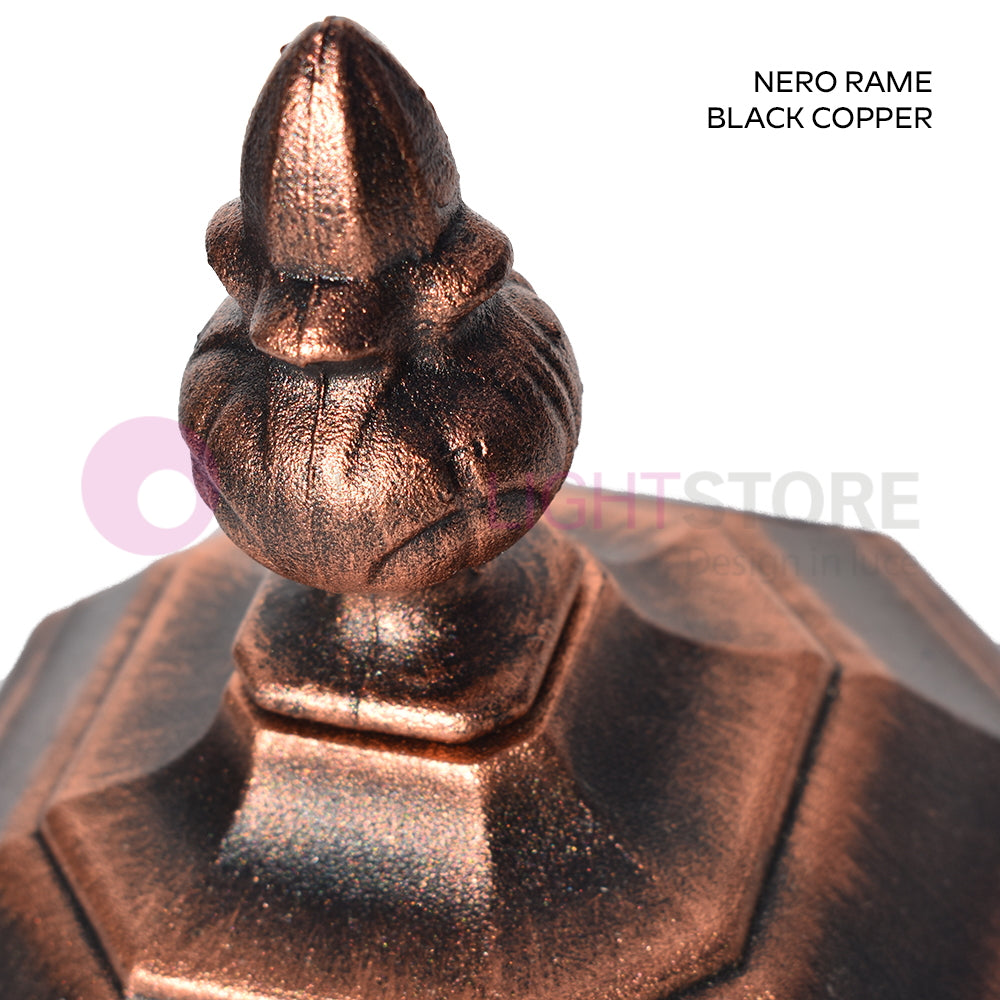 ENEA Lampione a 1 luce h.119 in Alluminio per Esterno Vialetto Giardino NERO-RAME