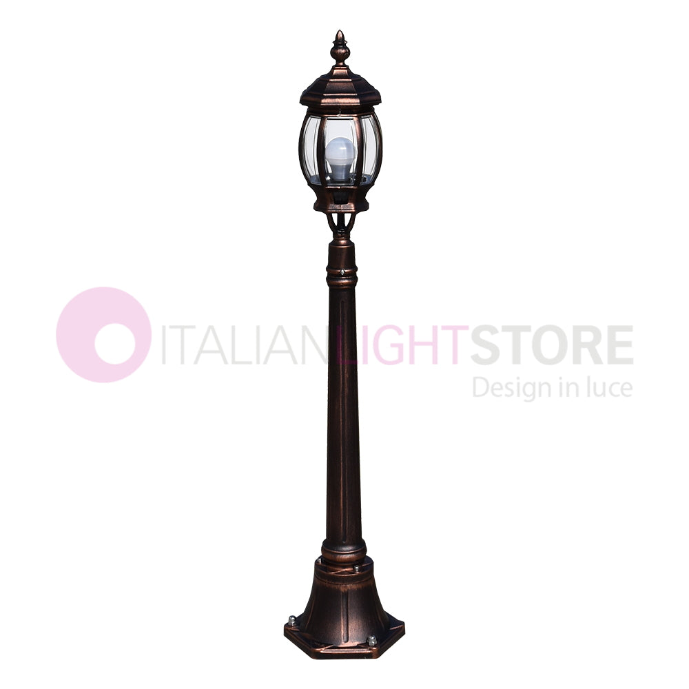 ENEA Lampione a 1 luce h.119 in Alluminio per Esterno Vialetto Giardino NERO-RAME