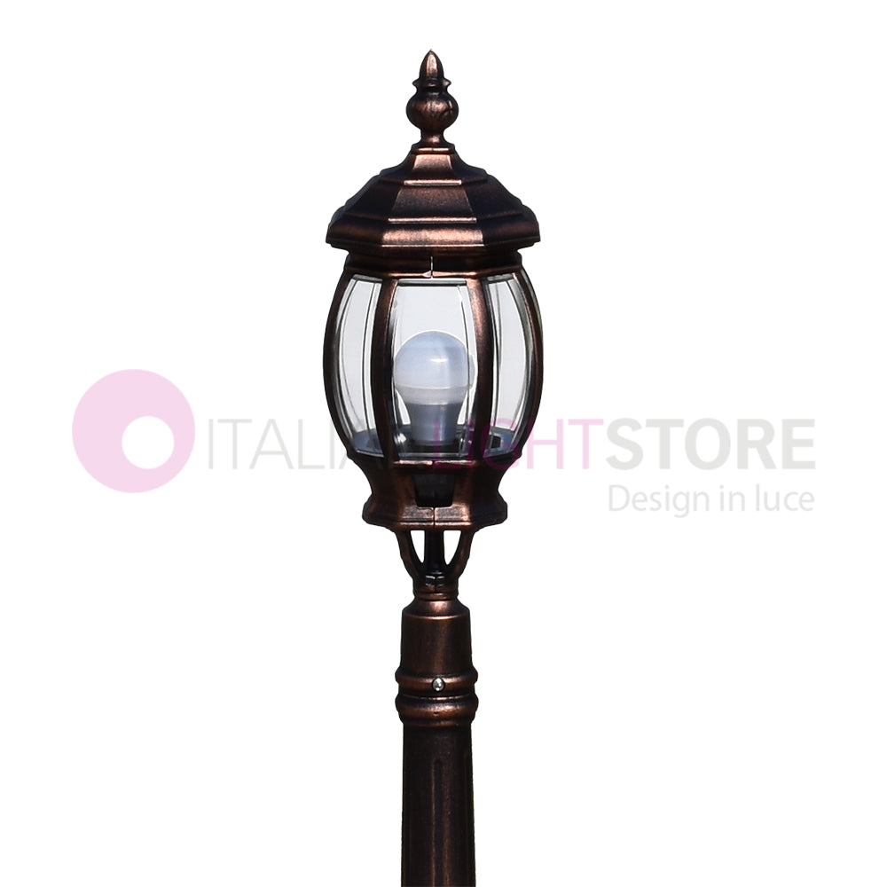 ENEA Lampione a 1 luce h.119 in Alluminio per Esterno Vialetto Giardino NERO-RAME