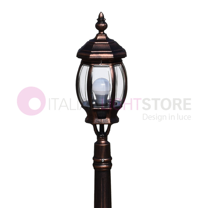 ENEA Lampione a 1 luce h.119 in Alluminio per Esterno Vialetto Giardino NERO-RAME