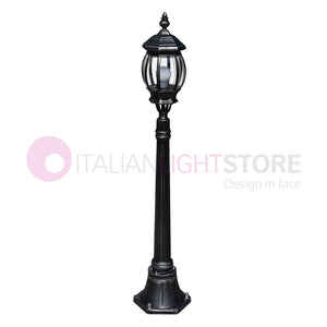 ENEA Lampione a 1 luce h.119 in Alluminio per Esterno Vialetto Giardino NERO-ARGENTO