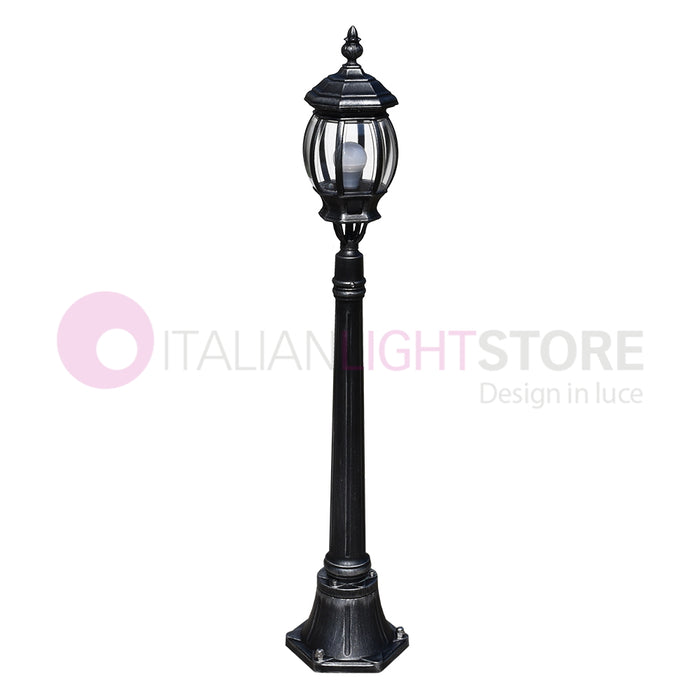 ENEA Lampione a 1 luce h.119 in Alluminio per Esterno Vialetto Giardino NERO-ARGENTO