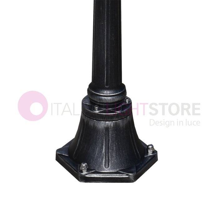 ENEA Lampione a 1 luce h.119 in Alluminio per Esterno Vialetto Giardino NERO-ARGENTO