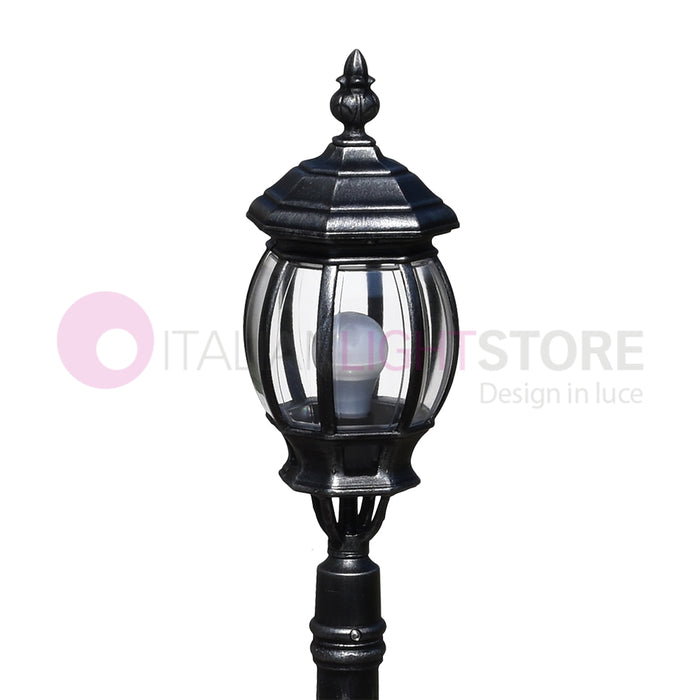 ENEA Lampione a 1 luce h.119 in Alluminio per Esterno Vialetto Giardino NERO-ARGENTO