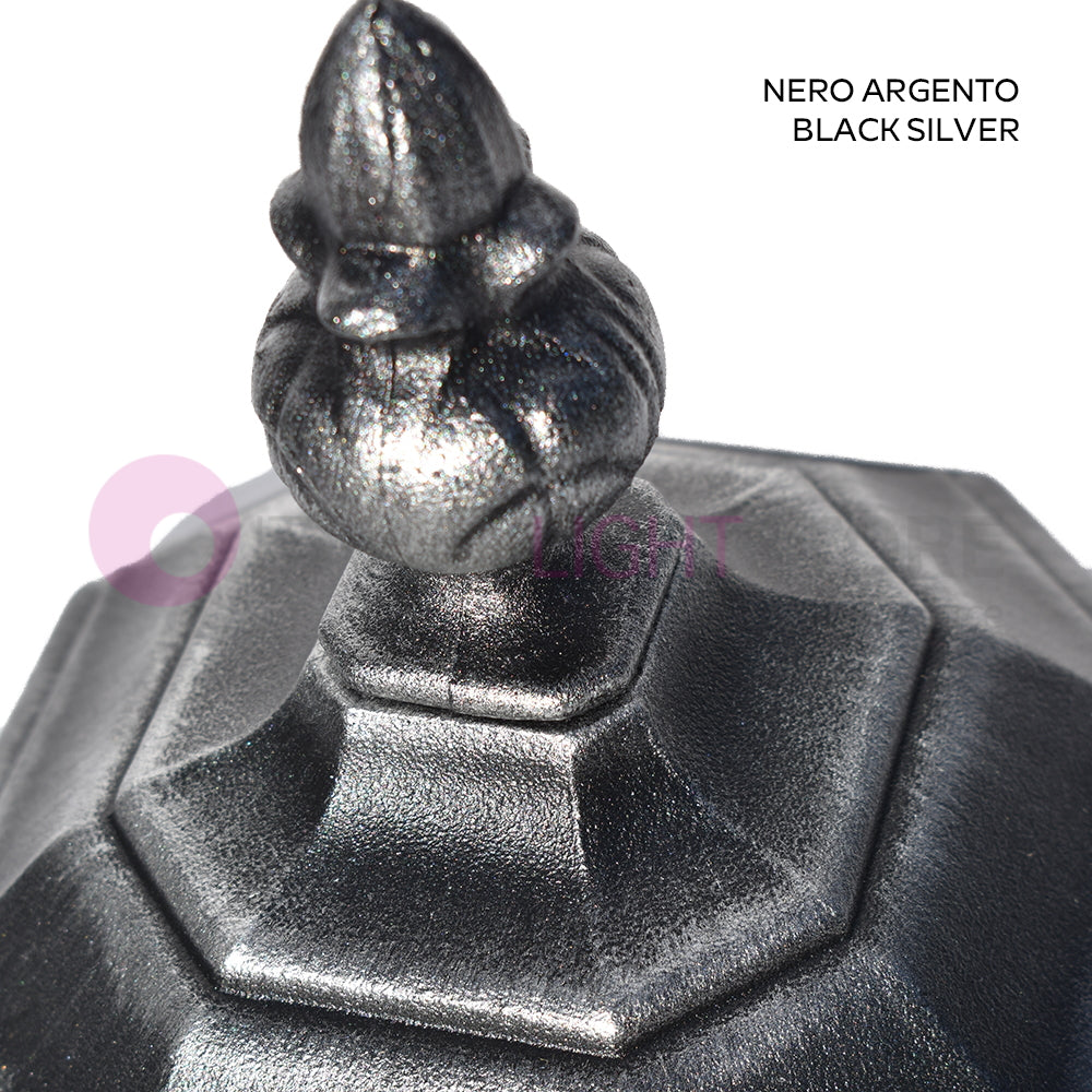 ENEA Lampione a 1 luce h.119 in Alluminio per Esterno Vialetto Giardino NERO-ARGENTO