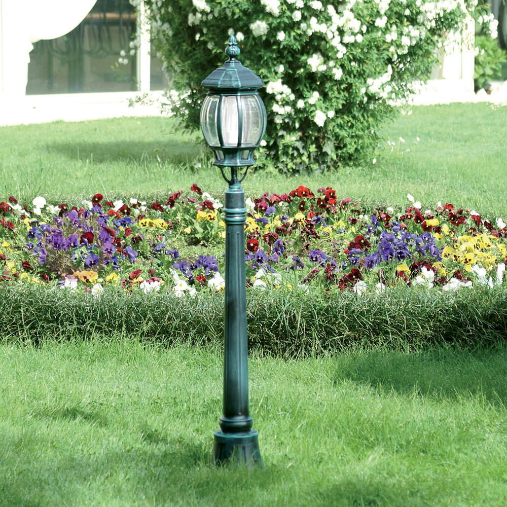 ENEA Lampione a 1 luce h.119 in Alluminio per Esterno Vialetto Giardino NERO-VERDE