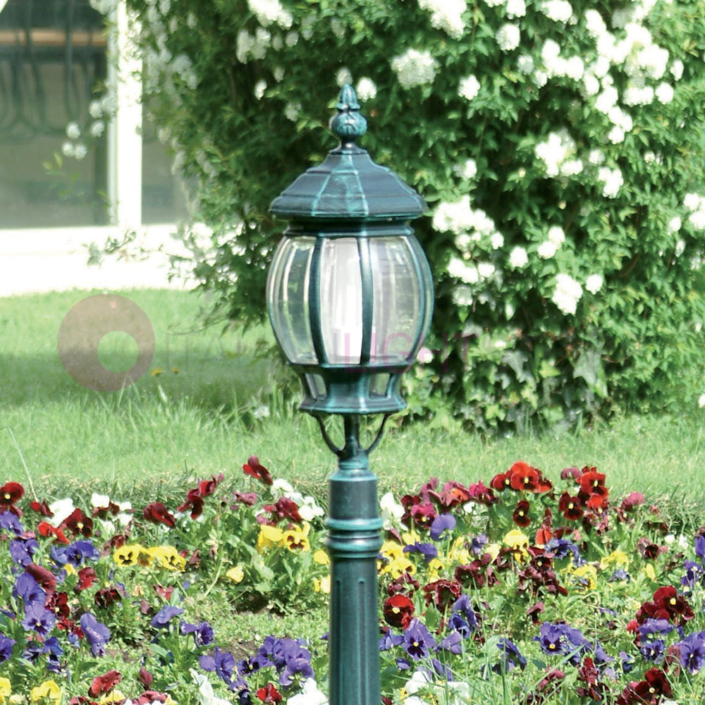 ENEA Lampione a 1 luce h.119 in Alluminio per Esterno Vialetto Giardino NERO-VERDE