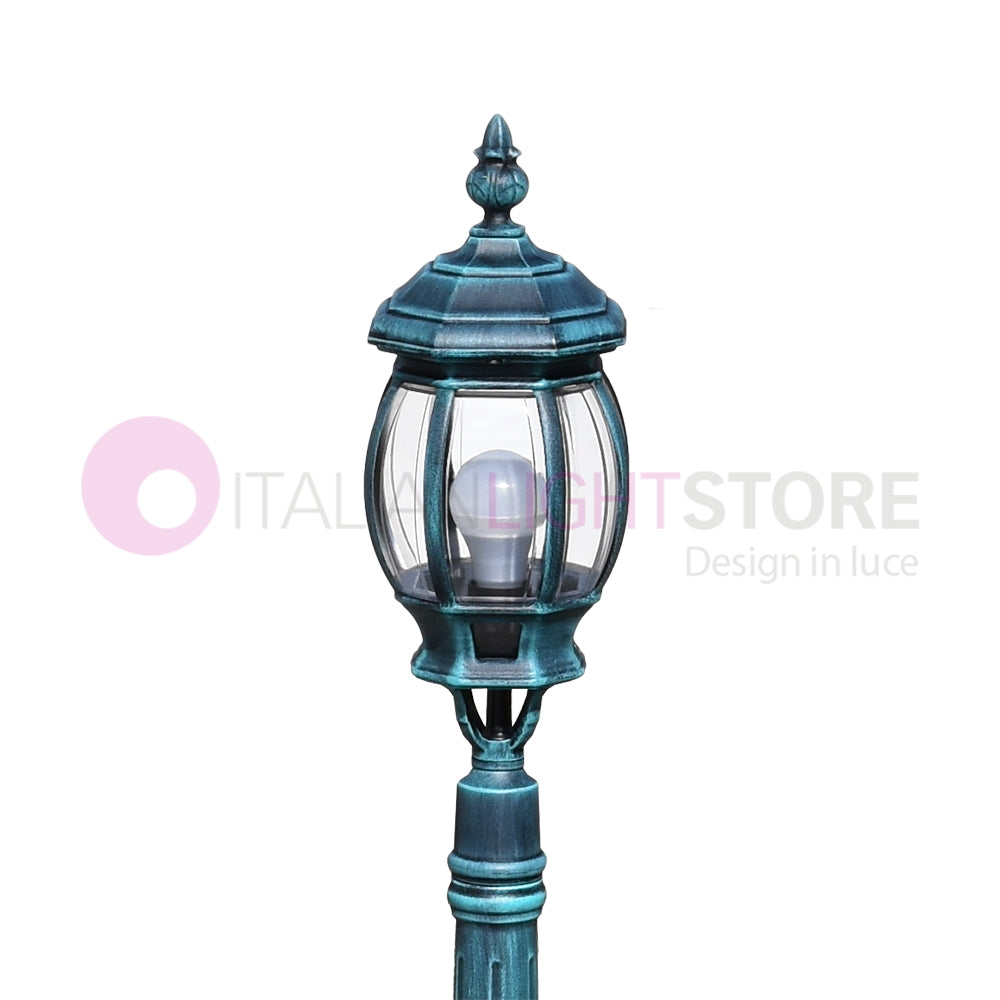 ENEA Lampione a 1 luce h.119 in Alluminio per Esterno Vialetto Giardino NERO-VERDE