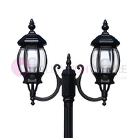 ENEA Lampione a 2 luci h.212 in Alluminio per Esterno Vialetto Giardino NERO
