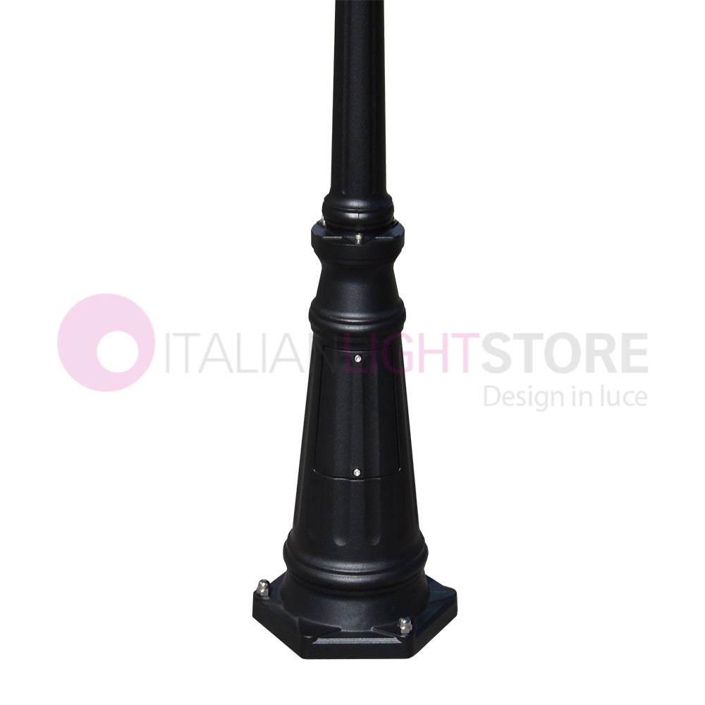 ENEA Lampione a 2 luci h.212 in Alluminio per Esterno Vialetto Giardino NERO