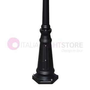 ENEA Lampione a 2 luci h.212 in Alluminio per Esterno Vialetto Giardino NERO