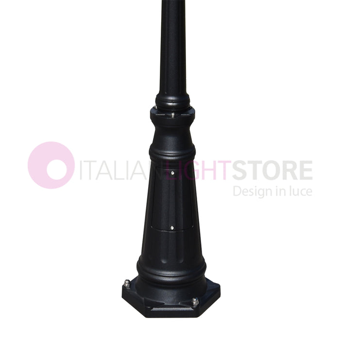 ENEA Lampione a 2 luci h.212 in Alluminio per Esterno Vialetto Giardino NERO