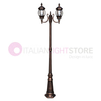 ENEA Lampione a 2 luci h.212 in Alluminio per Esterno Vialetto Giardino NERO-RAME