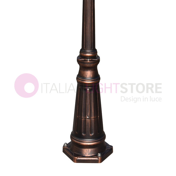 ENEA Lampione a 2 luci h.212 in Alluminio per Esterno Vialetto Giardino NERO-RAME