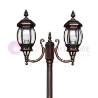 ENEA Lampione a 2 luci h.212 in Alluminio per Esterno Vialetto Giardino NERO-RAME